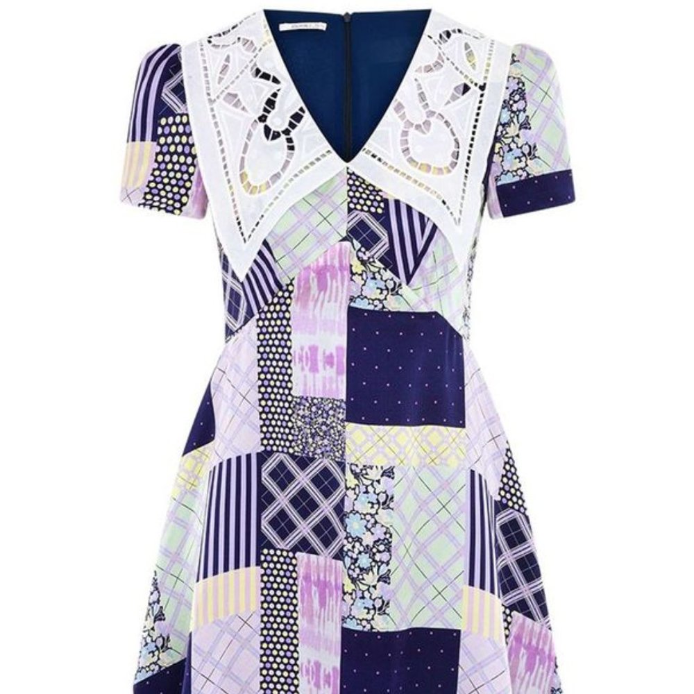 As seen on Lexi Euphoria! Olivia Rubin Nora Patchwork Silk Dress